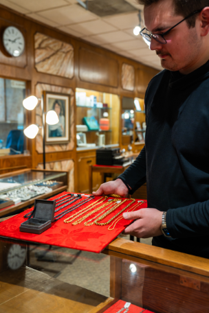 Mens chains on display at Frederick Fisher Jewelers in Glendale and Flagstaff