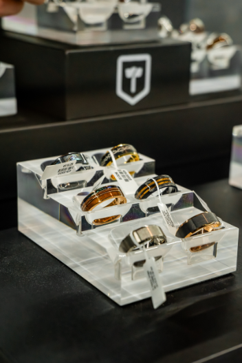 Mens rings on display at Frederick Fisher Jewelers in Glendale and Flagstaff